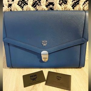Blue MCM envelope tote